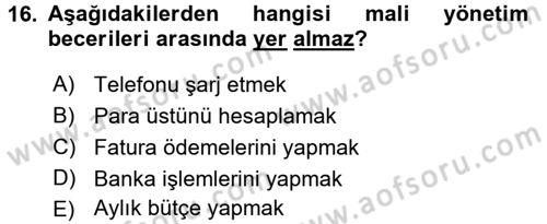 Temel Bakım ve Rehabilitasyon 1 Dersi 2017 - 2018 Yılı (Final) Dönem Sonu Sınav Soruları 16. Soru