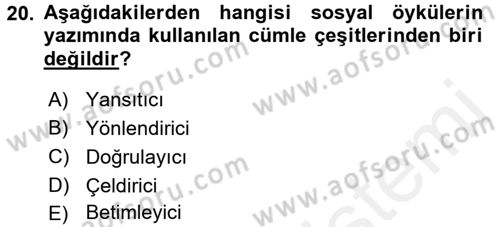 Temel Bakım ve Rehabilitasyon 1 Dersi 2017 - 2018 Yılı (Final) Dönem Sonu Sınav Soruları 20. Soru