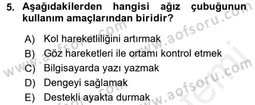 Temel Bakım ve Rehabilitasyon 1 Dersi 2017 - 2018 Yılı (Final) Dönem Sonu Sınav Soruları 5. Soru