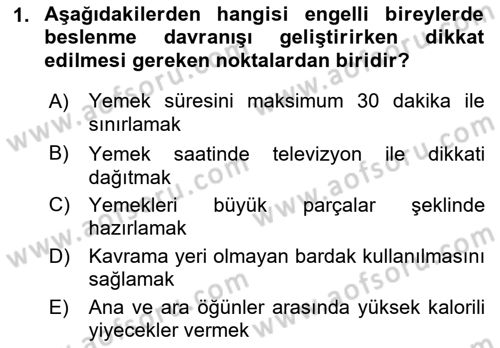 Temel Bakım ve Rehabilitasyon 1 Dersi 2018 - 2019 Yılı 3 Ders Sınav Soruları 1. Soru