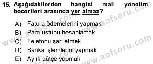 Temel Bakım ve Rehabilitasyon 1 Dersi 2018 - 2019 Yılı 3 Ders Sınav Soruları 15. Soru