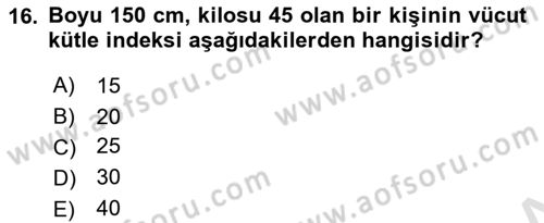Temel Bakım ve Rehabilitasyon 1 Dersi 2018 - 2019 Yılı 3 Ders Sınav Soruları 16. Soru