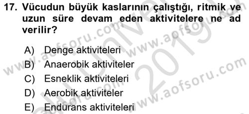 Temel Bakım ve Rehabilitasyon 1 Dersi 2018 - 2019 Yılı 3 Ders Sınav Soruları 17. Soru