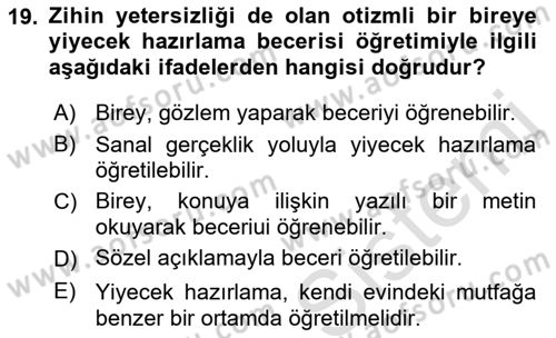 Temel Bakım ve Rehabilitasyon 1 Dersi 2018 - 2019 Yılı 3 Ders Sınav Soruları 19. Soru