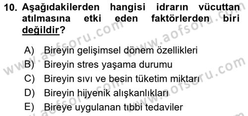 Temel Bakım ve Rehabilitasyon 1 Dersi 2018 - 2019 Yılı (Vize) Ara Sınav Soruları 10. Soru