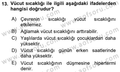 Temel Bakım ve Rehabilitasyon 1 Dersi 2018 - 2019 Yılı (Vize) Ara Sınav Soruları 13. Soru