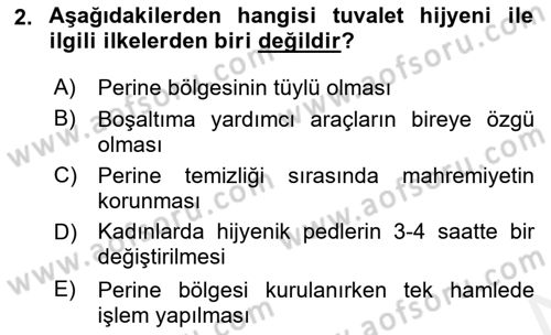 Temel Bakım ve Rehabilitasyon 1 Dersi 2018 - 2019 Yılı (Vize) Ara Sınav Soruları 2. Soru