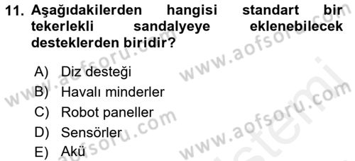 Temel Bakım ve Rehabilitasyon 1 Dersi 2018 - 2019 Yılı (Final) Dönem Sonu Sınav Soruları 11. Soru