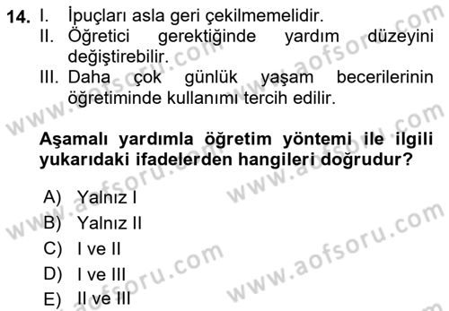 Temel Bakım ve Rehabilitasyon 1 Dersi 2018 - 2019 Yılı (Final) Dönem Sonu Sınav Soruları 14. Soru