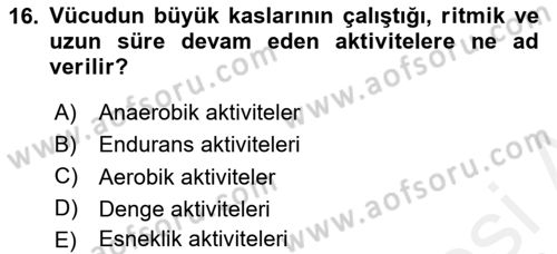 Temel Bakım ve Rehabilitasyon 1 Dersi 2018 - 2019 Yılı (Final) Dönem Sonu Sınav Soruları 16. Soru