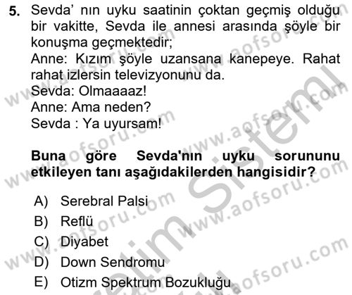 Temel Bakım ve Rehabilitasyon 1 Dersi 2018 - 2019 Yılı Yaz Okulu Sınav Soruları 5. Soru