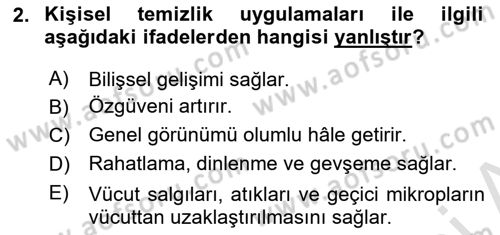 Temel Bakım ve Rehabilitasyon 1 Dersi 2020 - 2021 Yılı Yaz Okulu Sınav Soruları 2. Soru