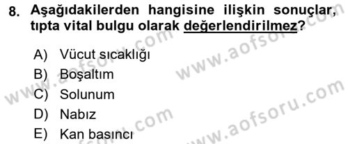 Temel Bakım ve Rehabilitasyon 1 Dersi 2020 - 2021 Yılı Yaz Okulu Sınav Soruları 8. Soru