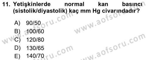 Temel Bakım ve Rehabilitasyon 1 Dersi 2021 - 2022 Yılı (Vize) Ara Sınav Soruları 11. Soru