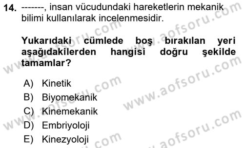 Temel Bakım ve Rehabilitasyon 1 Dersi 2021 - 2022 Yılı (Vize) Ara Sınav Soruları 14. Soru