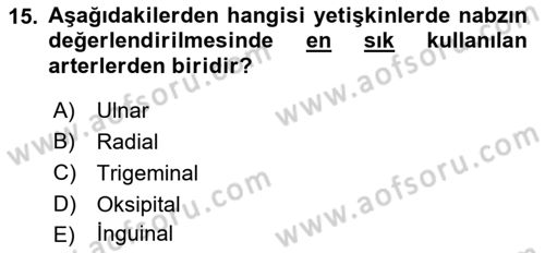 Temel Bakım ve Rehabilitasyon 1 Dersi 2021 - 2022 Yılı (Vize) Ara Sınav Soruları 15. Soru