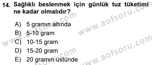 Temel Bakım ve Rehabilitasyon 1 Dersi 2021 - 2022 Yılı (Final) Dönem Sonu Sınav Soruları 14. Soru