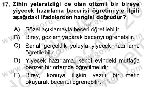 Temel Bakım ve Rehabilitasyon 1 Dersi 2021 - 2022 Yılı (Final) Dönem Sonu Sınav Soruları 17. Soru