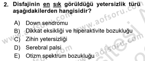 Temel Bakım ve Rehabilitasyon 1 Dersi 2021 - 2022 Yılı Yaz Okulu Sınav Soruları 2. Soru