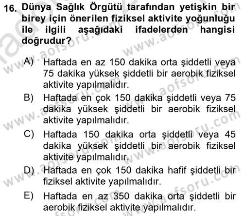 Temel Bakım ve Rehabilitasyon 1 Dersi 2022 - 2023 Yılı Yaz Okulu Sınav Soruları 16. Soru