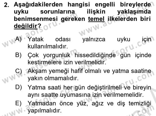 Temel Bakım ve Rehabilitasyon 1 Dersi 2022 - 2023 Yılı Yaz Okulu Sınav Soruları 2. Soru
