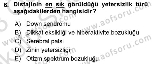 Temel Bakım ve Rehabilitasyon 1 Dersi 2022 - 2023 Yılı Yaz Okulu Sınav Soruları 6. Soru