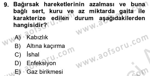 Temel Bakım ve Rehabilitasyon 1 Dersi 2023 - 2024 Yılı (Vize) Ara Sınav Soruları 9. Soru