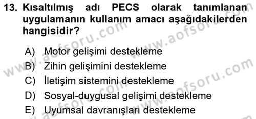 Temel Bakım ve Rehabilitasyon 1 Dersi 2023 - 2024 Yılı (Final) Dönem Sonu Sınav Soruları 13. Soru