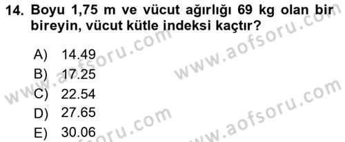 Temel Bakım ve Rehabilitasyon 1 Dersi 2023 - 2024 Yılı (Final) Dönem Sonu Sınav Soruları 14. Soru