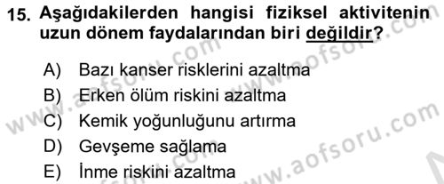 Temel Bakım ve Rehabilitasyon 1 Dersi 2023 - 2024 Yılı (Final) Dönem Sonu Sınav Soruları 15. Soru