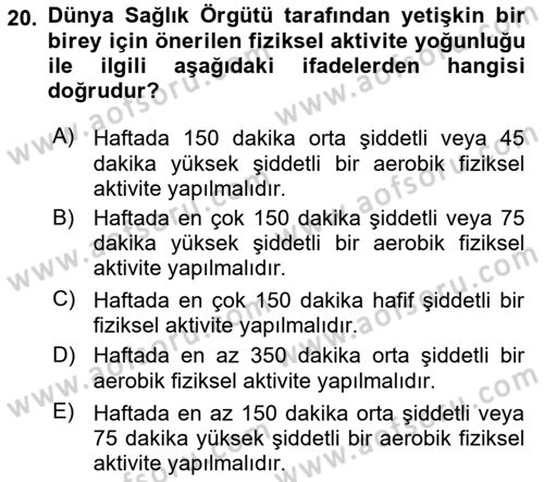 Temel Bakım ve Rehabilitasyon 1 Dersi 2023 - 2024 Yılı (Final) Dönem Sonu Sınav Soruları 20. Soru