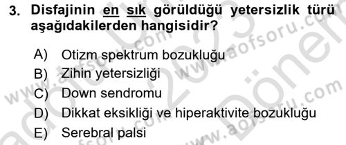 Temel Bakım ve Rehabilitasyon 1 Dersi 2023 - 2024 Yılı (Final) Dönem Sonu Sınav Soruları 3. Soru