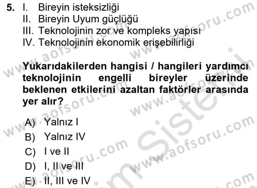 Temel Bakım ve Rehabilitasyon 1 Dersi 2023 - 2024 Yılı (Final) Dönem Sonu Sınav Soruları 5. Soru