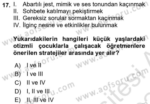 Temel Bakım ve Rehabilitasyon 1 Dersi 2023 - 2024 Yılı Yaz Okulu Sınav Soruları 17. Soru