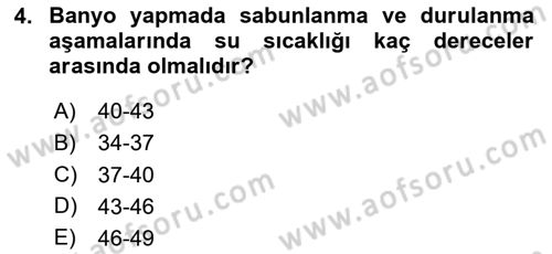 Temel Bakım ve Rehabilitasyon 1 Dersi 2023 - 2024 Yılı Yaz Okulu Sınav Soruları 4. Soru
