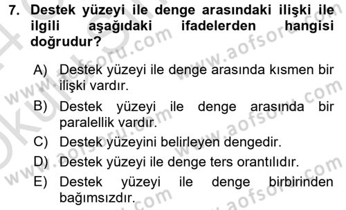 Temel Bakım ve Rehabilitasyon 1 Dersi 2023 - 2024 Yılı Yaz Okulu Sınav Soruları 7. Soru