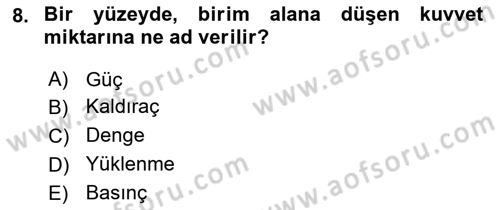 Temel Bakım ve Rehabilitasyon 1 Dersi 2023 - 2024 Yılı Yaz Okulu Sınav Soruları 8. Soru