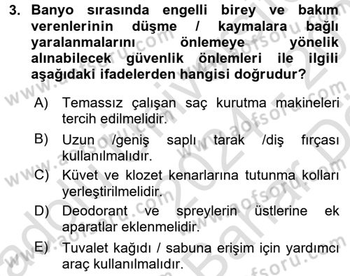 Temel Bakım ve Rehabilitasyon 1 Dersi 2024 - 2025 Yılı (Vize) Ara Sınav Soruları 3. Soru