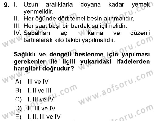 Temel Bakım ve Rehabilitasyon 1 Dersi 2024 - 2025 Yılı (Vize) Ara Sınav Soruları 9. Soru