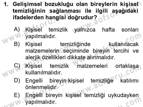 Temel Bakım ve Rehabilitasyon 1 Dersi 2025 - 2026 Yılı (Vize) Ara Sınav Soruları 1. Soru