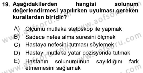 Temel Bakım ve Rehabilitasyon 1 Dersi 2025 - 2026 Yılı (Vize) Ara Sınav Soruları 19. Soru