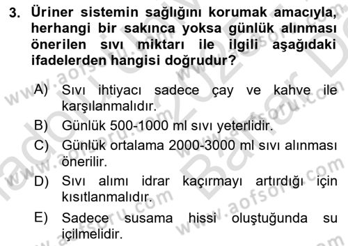 Temel Bakım ve Rehabilitasyon 1 Dersi 2025 - 2026 Yılı (Vize) Ara Sınav Soruları 3. Soru