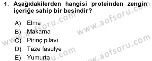 Temel Beslenme İlkeleri Dersi 2017 - 2018 Yılı (Final) Dönem Sonu Sınav Soruları 1. Soru