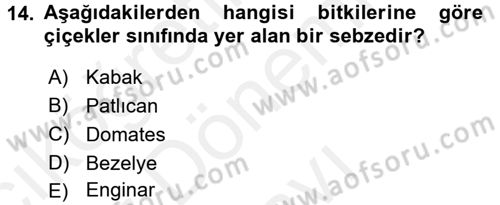Temel Beslenme İlkeleri Dersi 2017 - 2018 Yılı (Final) Dönem Sonu Sınav Soruları 14. Soru