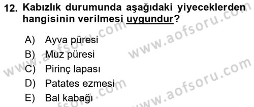 Temel Beslenme İlkeleri Dersi 2018 - 2019 Yılı 3 Ders Sınav Soruları 12. Soru