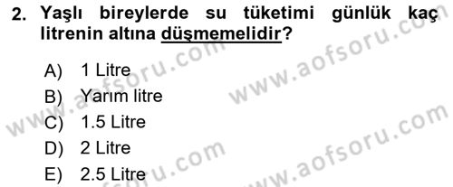 Temel Beslenme İlkeleri Dersi 2018 - 2019 Yılı 3 Ders Sınav Soruları 2. Soru