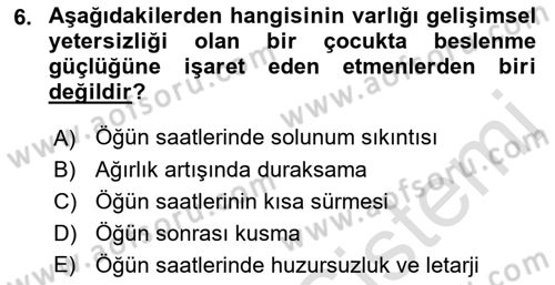 Temel Beslenme İlkeleri Dersi 2018 - 2019 Yılı 3 Ders Sınav Soruları 6. Soru