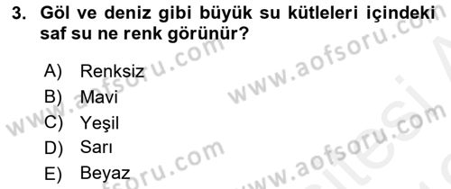 Temel Beslenme İlkeleri Dersi 2018 - 2019 Yılı (Vize) Ara Sınav Soruları 3. Soru