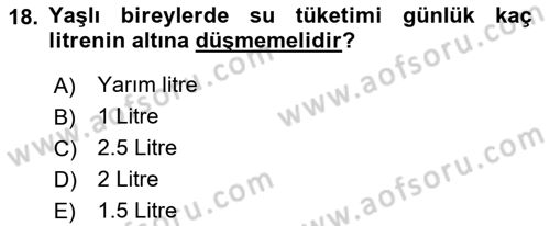 Temel Beslenme İlkeleri Dersi 2018 - 2019 Yılı (Final) Dönem Sonu Sınav Soruları 18. Soru