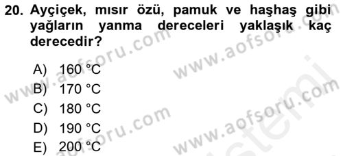 Temel Beslenme İlkeleri Dersi 2018 - 2019 Yılı (Final) Dönem Sonu Sınav Soruları 20. Soru
